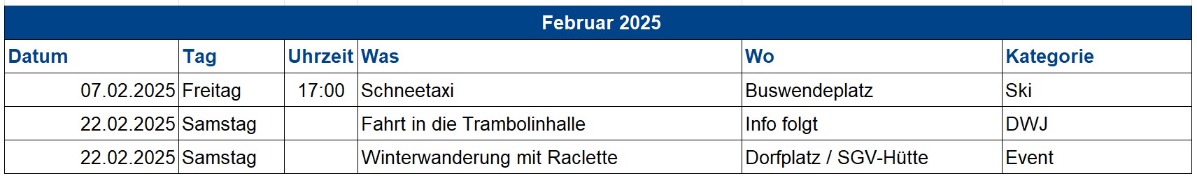 Termine Februar 2025