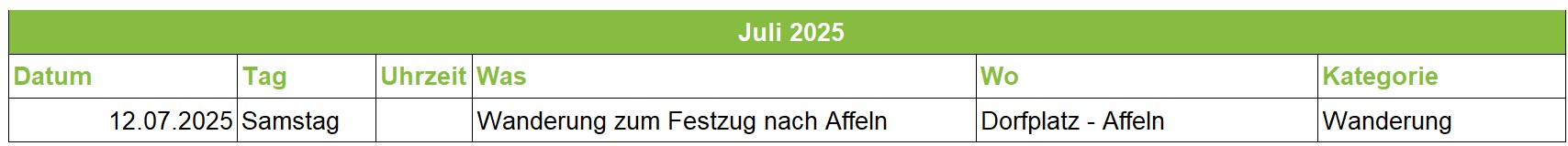 Termine Juli 2025