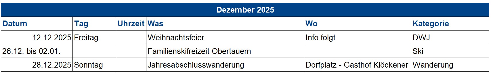 Termine Dezember 2025